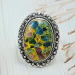 Apatite & Ruby Composite Size US 9 925 Sterling Silver Ring (RS9-289)