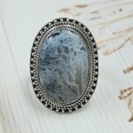 Moss Agate Size US 10 925 Sterling Silver Ring (REXT73-321)