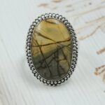 Picture Jasper Size US 10 925 Sterling Silver Ring (REXT73-318)