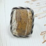 Picture Jasper Size US 10 925 Sterling Silver Ring (REXT73-319)