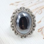 Shungite Size US 10 925 Sterling Silver Ring (RS56-100)