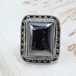 Shungite Size US 8 925 Sterling Silver Ring (RS56-102)
