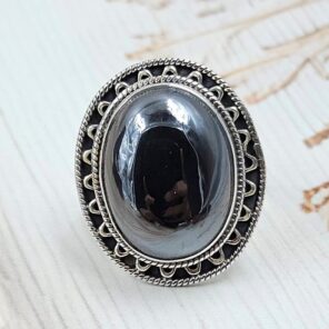 Shungite Size US 7 925 Sterling Silver Ring (RS56-103)