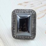Shungite Size US 10 925 Sterling Silver Ring (RS56-108)
