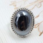 Shungite Size US 8 925 Sterling Silver Ring (RS56-110)