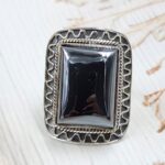 Shungite Size US 8 925 Sterling Silver Ring (RS56-112)