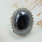Shungite Size US 9 925 Sterling Silver Ring (RS56-113)