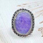 Purple Rainbow Moonstone Size US 10 925 Sterling Silver Ring (RS90-1)