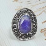 Purple Rainbow Moonstone Size US 7 925 Sterling Silver Ring (RS90-4)
