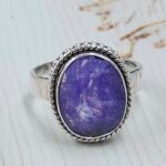 Purple Rainbow Moonstone Size US 7 925 Sterling Silver Ring (RS90-5)