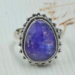 Purple Rainbow Moonstone Size US 6 925 Sterling Silver Ring (RS90-7)