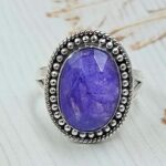 Purple Rainbow Moonstone Size US 6 925 Sterling Silver Ring (RS90-8)