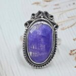 Purple Rainbow Moonstone Size US 8 925 Sterling Silver Ring (RS90-11)
