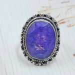 Purple Rainbow Moonstone Size US 6 925 Sterling Silver Ring (RS90-12)