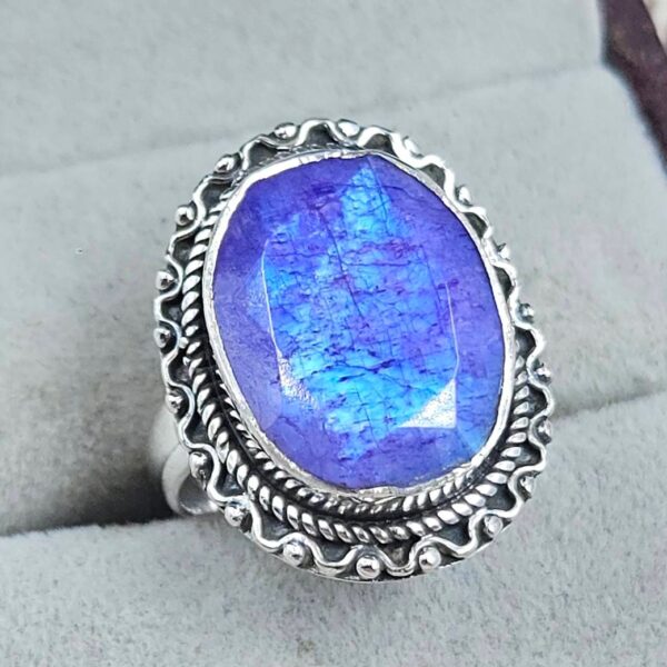Purple Rainbow Moonstone Size US 6 925 Sterling Silver Ring (RS90-12) - Image 2