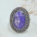 Purple Rainbow Moonstone Size US 6 925 Sterling Silver Ring (RS90-17)