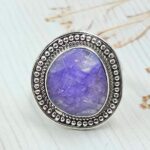 Purple Rainbow Moonstone Size US 6 925 Sterling Silver Ring (RS90-21)
