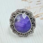 Purple Rainbow Moonstone Size US 7 925 Sterling Silver Ring (RS90-25)