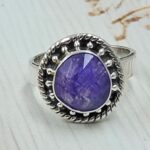 Purple Rainbow Moonstone Size US 7 925 Sterling Silver Ring (RS90-26)
