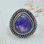 Purple Rainbow Moonstone Size US 6 925 Sterling Silver Ring (RS90-27)