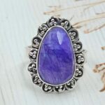 Purple Rainbow Moonstone Size US 8 925 Sterling Silver Ring (RS90-28)