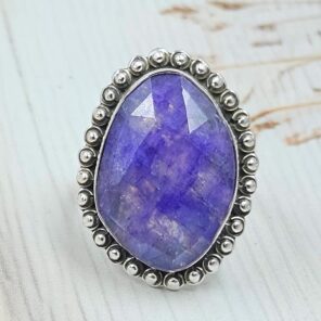 Purple Rainbow Moonstone Size US 8 925 Sterling Silver Ring (RS90-29)