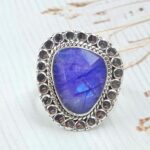 Purple Rainbow Moonstone Size US 10 925 Sterling Silver Ring (RS90-35)