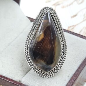 Montana Agate Size US 7 925 Sterling Silver Ring (RS10-335)