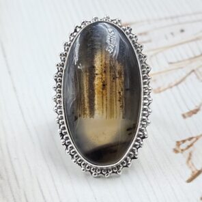 Montana Agate Size US 9 925 Sterling Silver Ring (RS10-340)