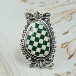 Malachite Checkerboard Size US 6 925 Sterling Silver Ring (RS10-322)
