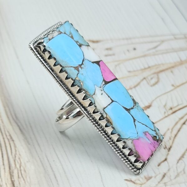 Cotton Candy Turquoise 2.25" 925 Sterling Silver XL Ring (RS69-26) - Image 2