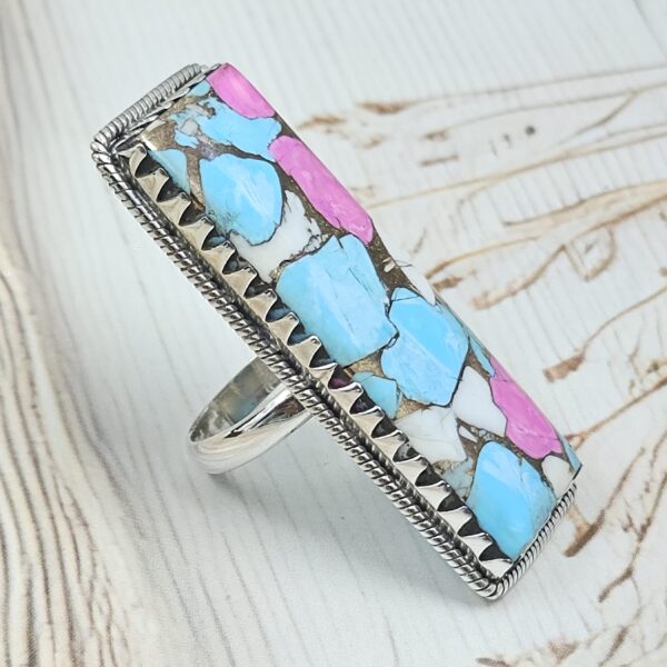 Cotton Candy Turquoise 2.25" 925 Sterling Silver XL Ring (RS69-25) - Image 2
