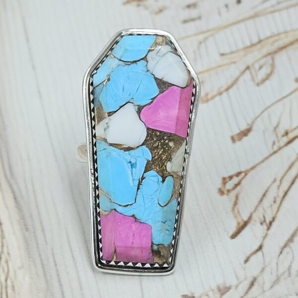 Cotton Candy Turquoise 2.25" 925 Sterling Silver XL Ring (RS69-24)