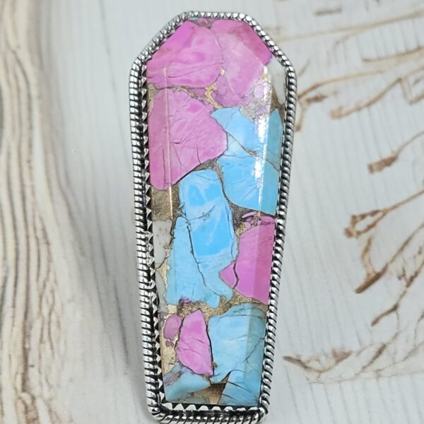 Cotton Candy Turquoise 2.25" 925 Sterling Silver XL Ring (RS69-21)