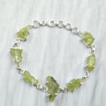 Raw Peridot 7.5" 925 Sterling Silver Bracelet (REXT121-30)
