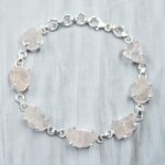 Rose Quartz 7.5" 925 Sterling Silver Bracelet (REXT121-50)