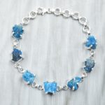 Raw Apatite 7.5" 925 Sterling Silver Bracelet (REXT121-42)