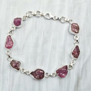 Raw Ruby 7.5" 925 Sterling Silver Bracelet (REXT121-57)