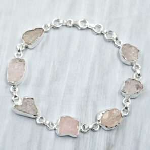 Raw Tourmaline 7.5" 925 Sterling Silver Bracelet (REXT121-53)