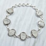 Raw Rainbow Moonstone 7.5" 925 Sterling Silver Bracelet (REXT121-48)