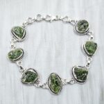 Raw Green Tourmaline 7.5" 925 Sterling Silver Bracelet (REXT121-32)