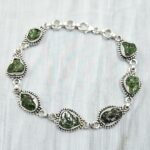 Raw Green Tourmaline 7.5" 925 Sterling Silver Bracelet (REXT121-31)