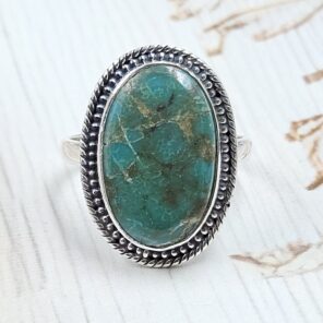 Kingman Turquoise Size US 10 925 Sterling Silver Ring (RS7-318)