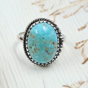 Kingman Turquoise Size US 10 925 Sterling Silver Ring (RS7-309)