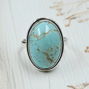 Kingman Turquoise Size US 9 925 Sterling Silver Ring (RS7-300)