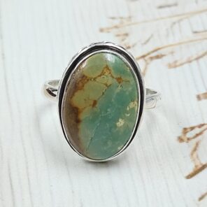 Kingman Turquoise Size US 10 925 Sterling Silver Ring (RS7-304)