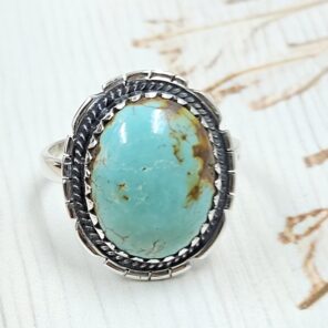 Kingman Turquoise Size US 10 925 Sterling Silver Ring (RS7-313)