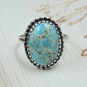 Kingman Turquoise Size US 11 925 Sterling Silver Ring (RS7-330)