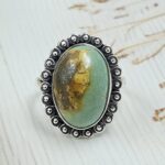 Kingman Turquoise Size US 10 925 Sterling Silver Ring (RS7-307)