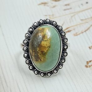 Kingman Turquoise Size US 10 925 Sterling Silver Ring (RS7-307)